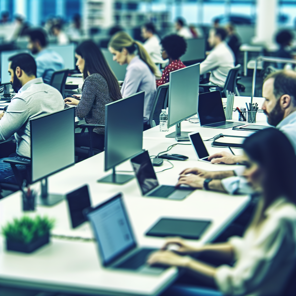 „Büroarbeit mit Technologie, Zeitarbeit im Fokus.“
