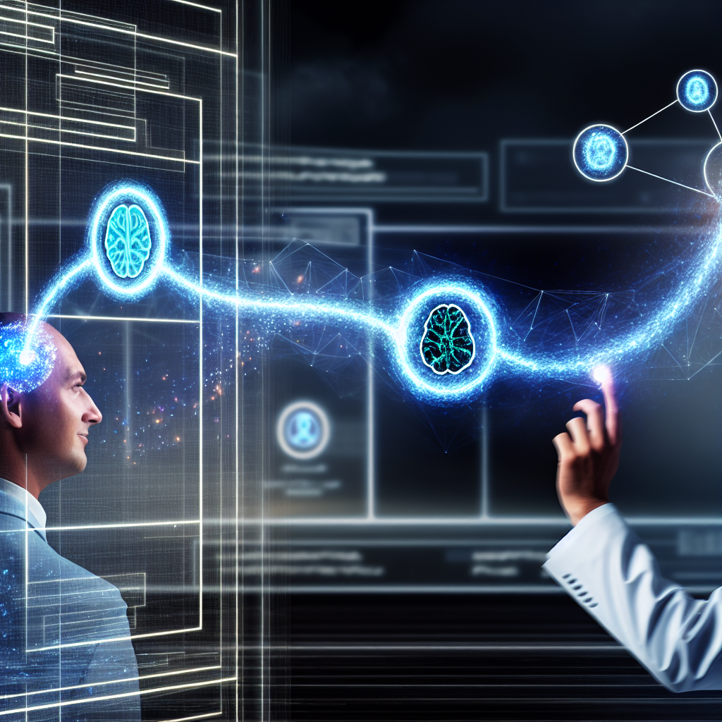 Künstliche Intelligenz und Mensch im harmonischen Lernprozess.