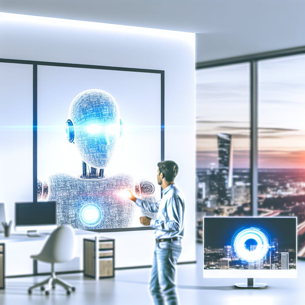 Moderne Büroarbeit: Digital nomad trifft KI-Technologie.