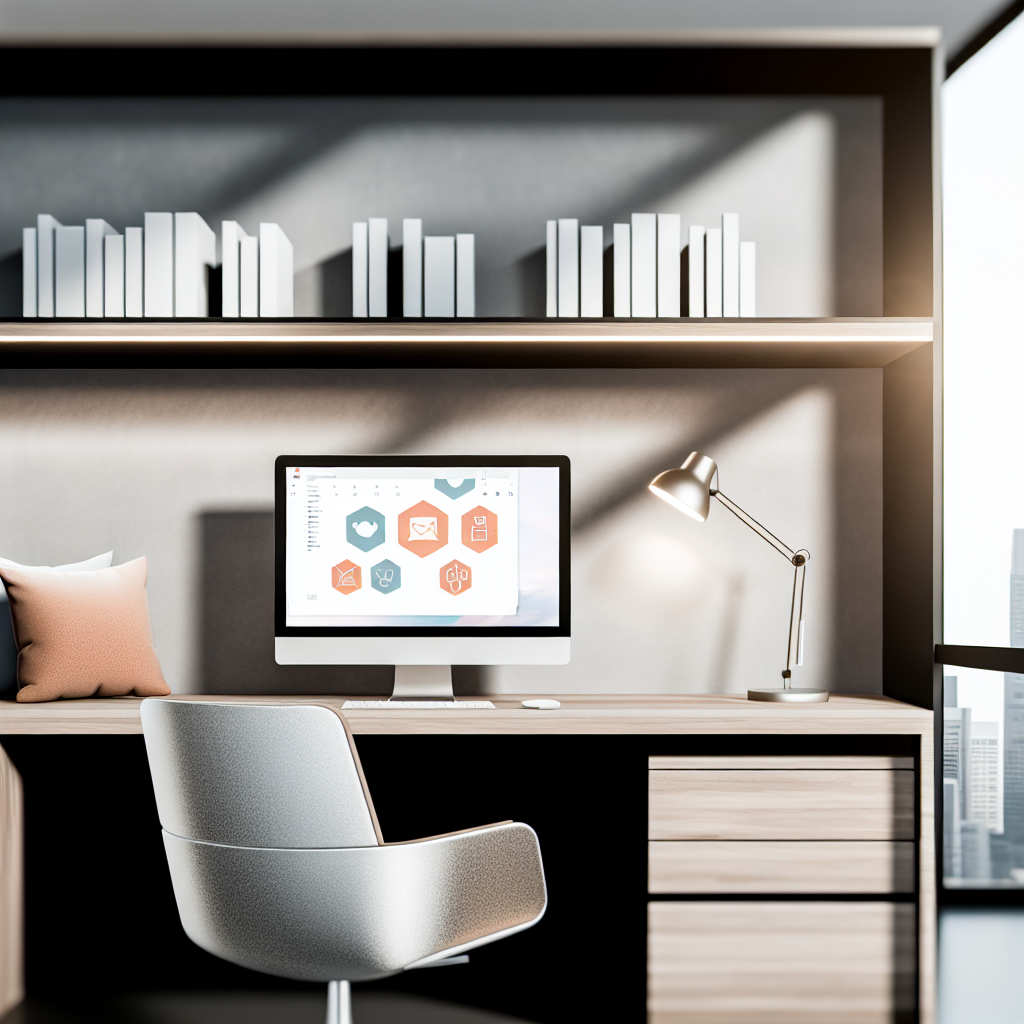 Moderner Arbeitsplatz mit digitalem Homeoffice-Setup.
