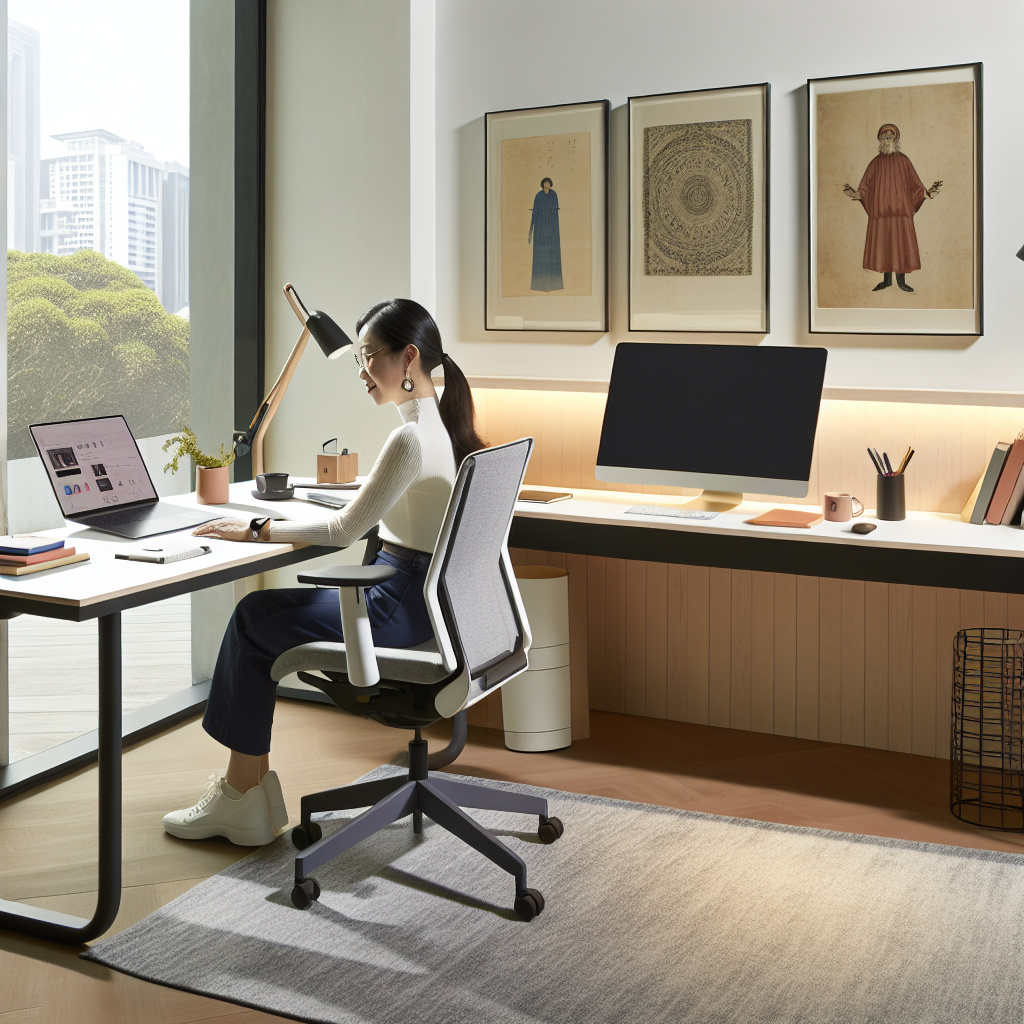 Moderner Arbeitsplatz mit flexiblem Remote-Arbeitsbereich.