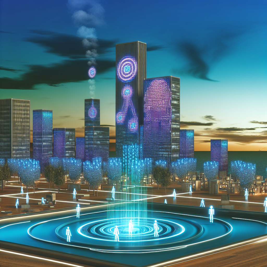 „Futuristische HR-Landschaft mit KI-gestützter Automatisierung.“