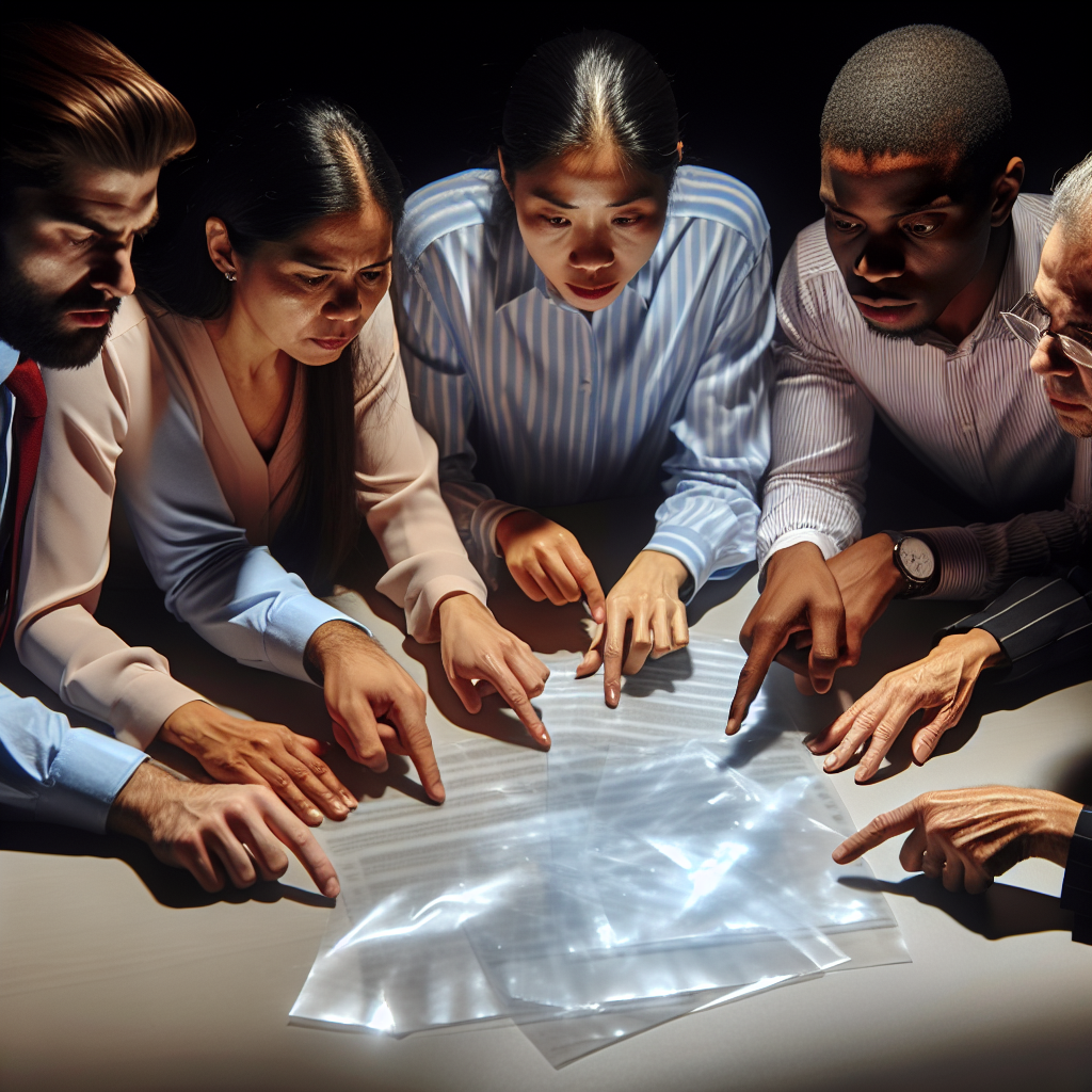 Menschen prüfen gemeinsam transparente Gehaltsdokumente am Tisch.
