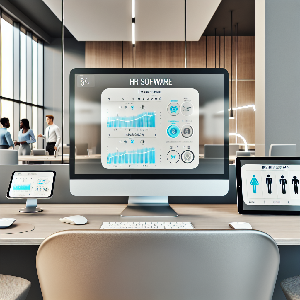 Moderne Büroumgebung mit digitalen HR-Tools.