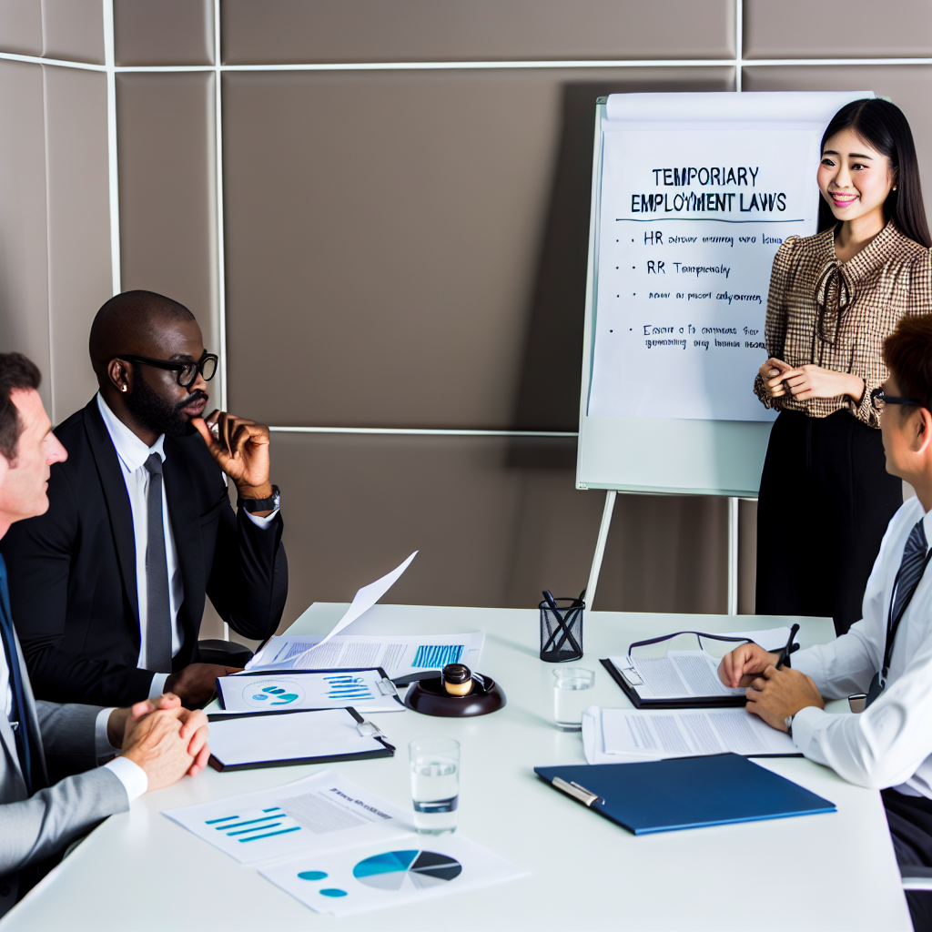 Besprechung mit HR-Experten über Zeitarbeitsgesetze.