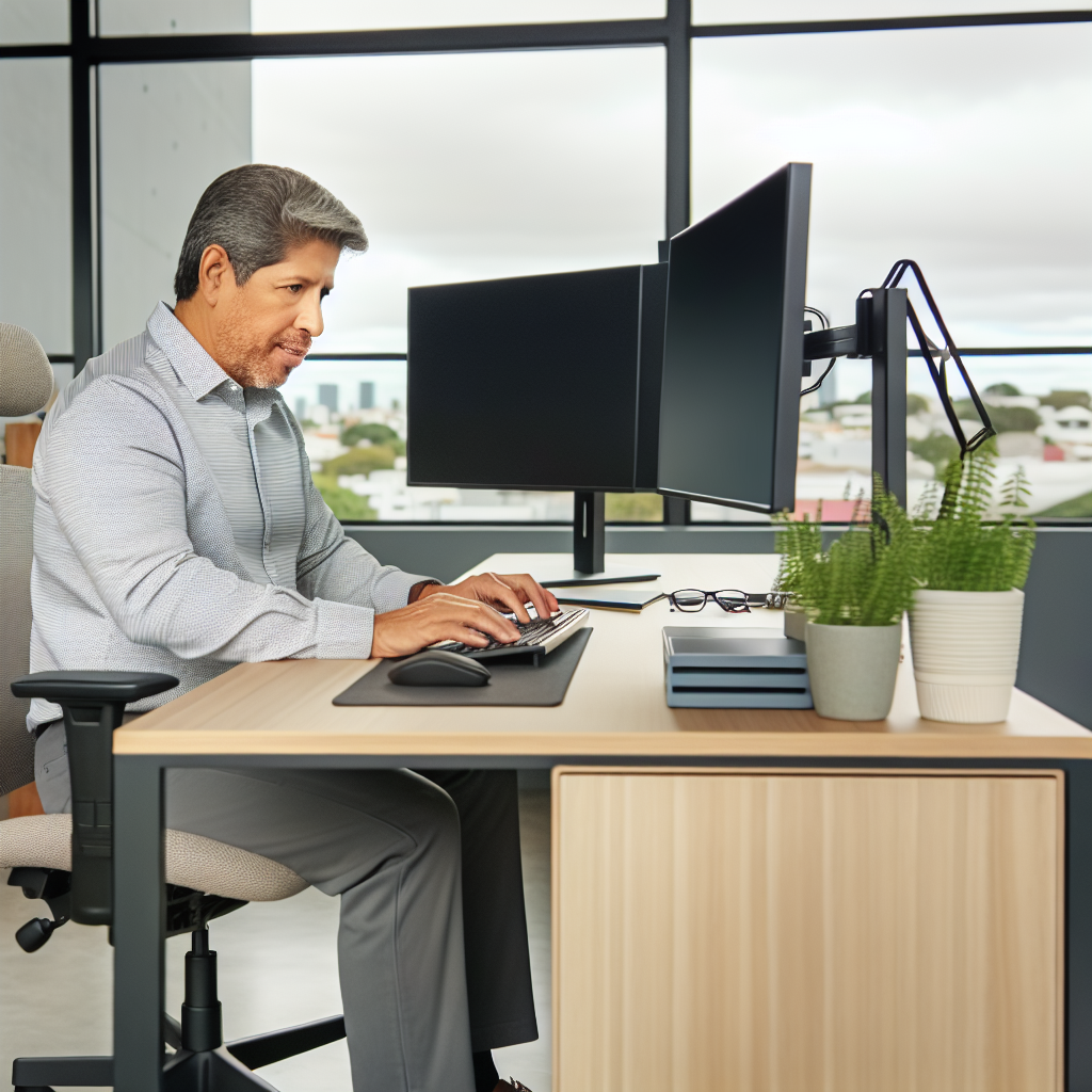 Mitarbeiter genießt Homeoffice-Vorteile in modernem Büro.