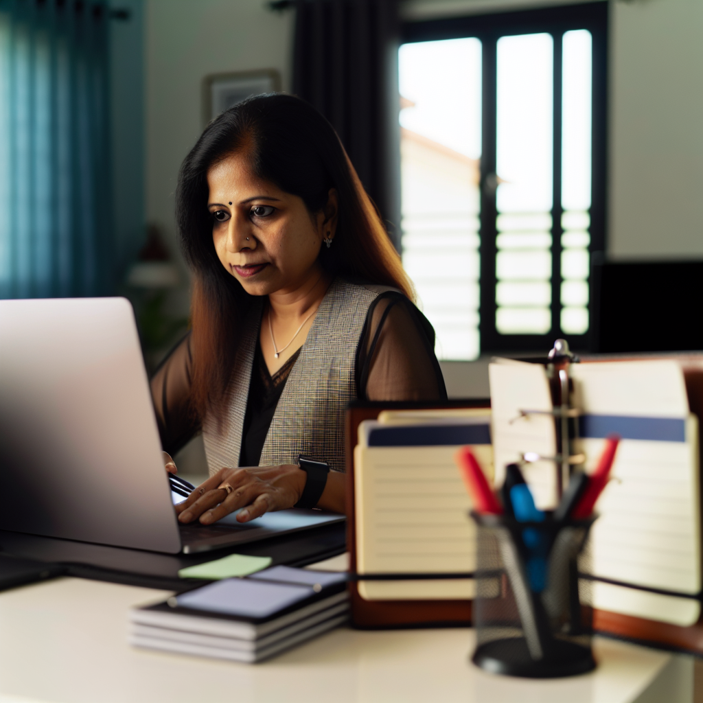 Mitarbeiter im Homeoffice mit Laptop und Organisator.