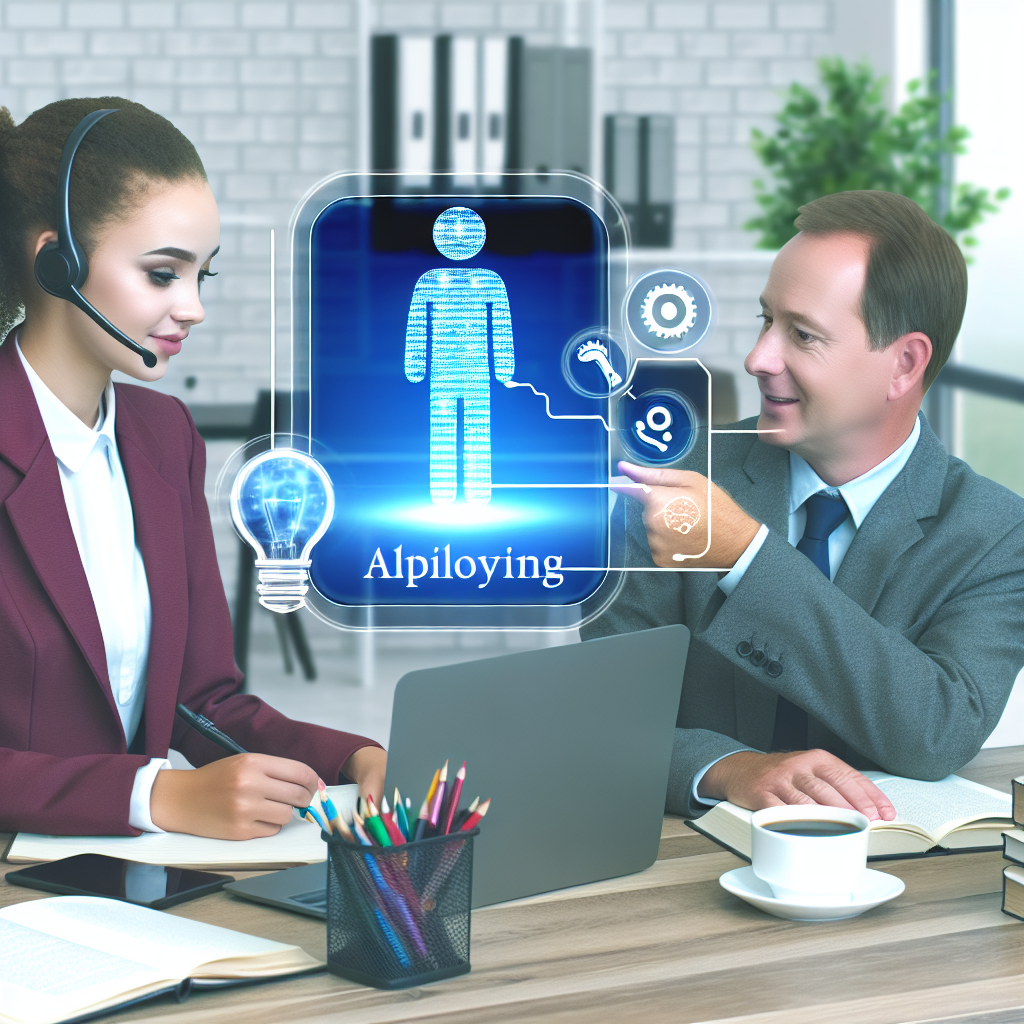 Mitarbeiter lernen digital mit KI-Unterstützung.