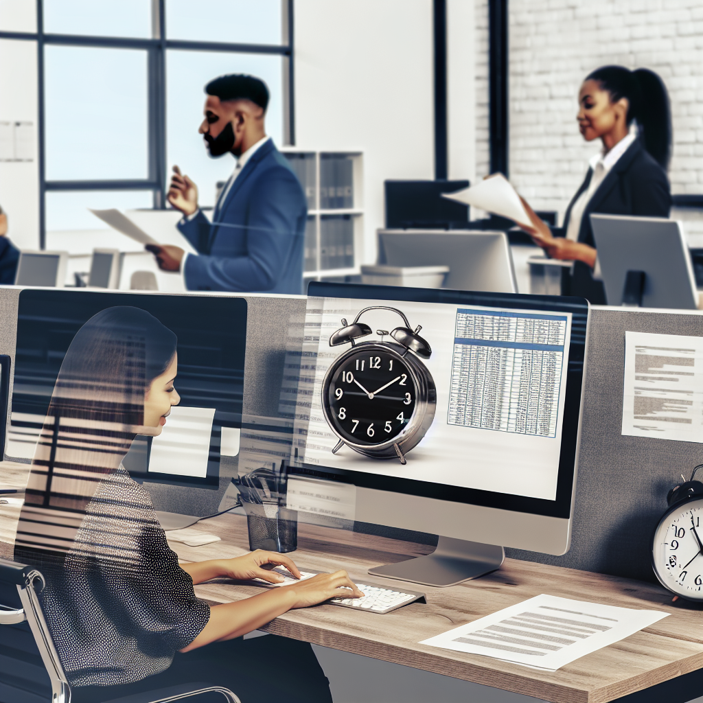 Moderne Büroarbeitszeit-Dokumentation in digitaler Umgebung.