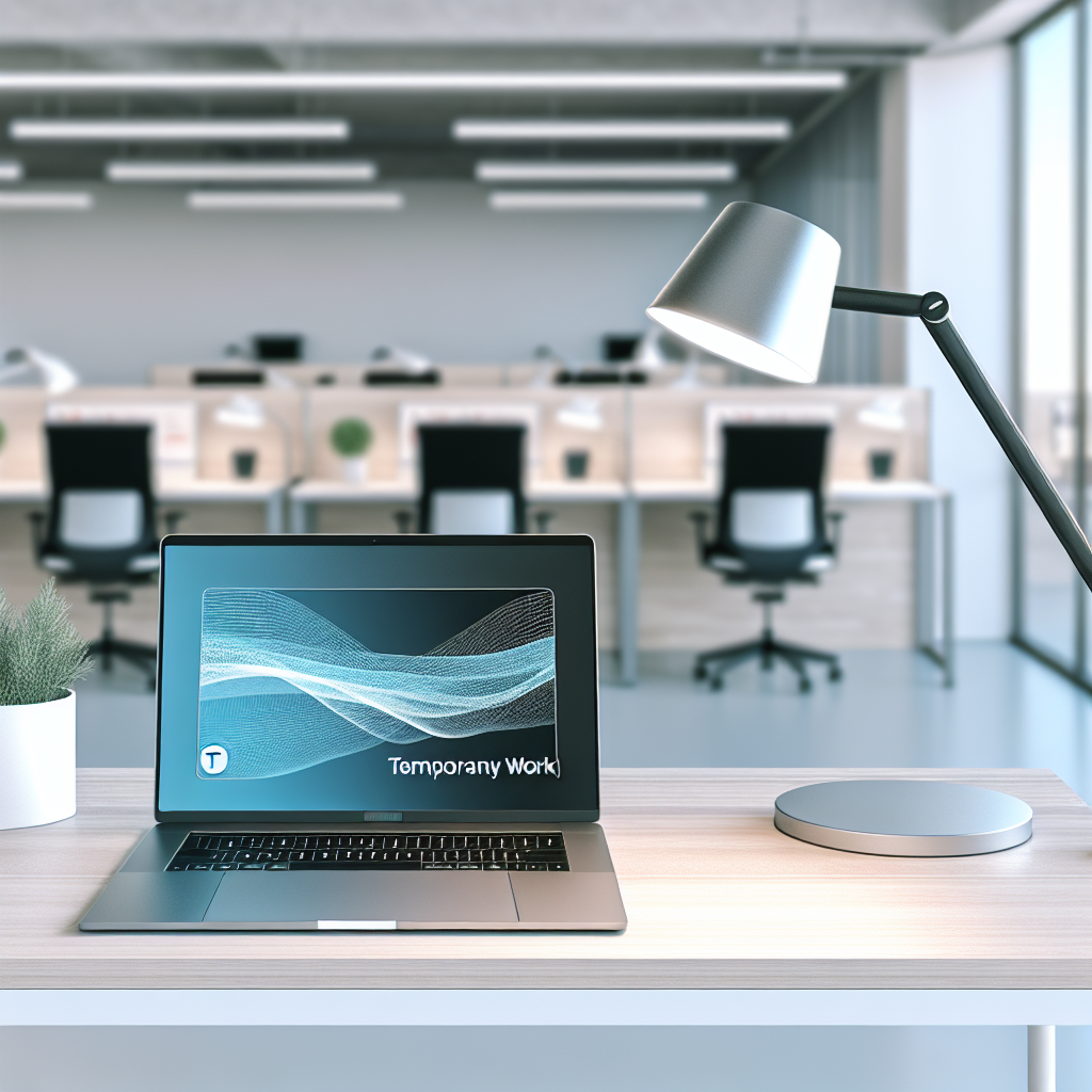 Moderner Arbeitsplatz mit digitaler Zeitarbeitsplattform-Technologie.