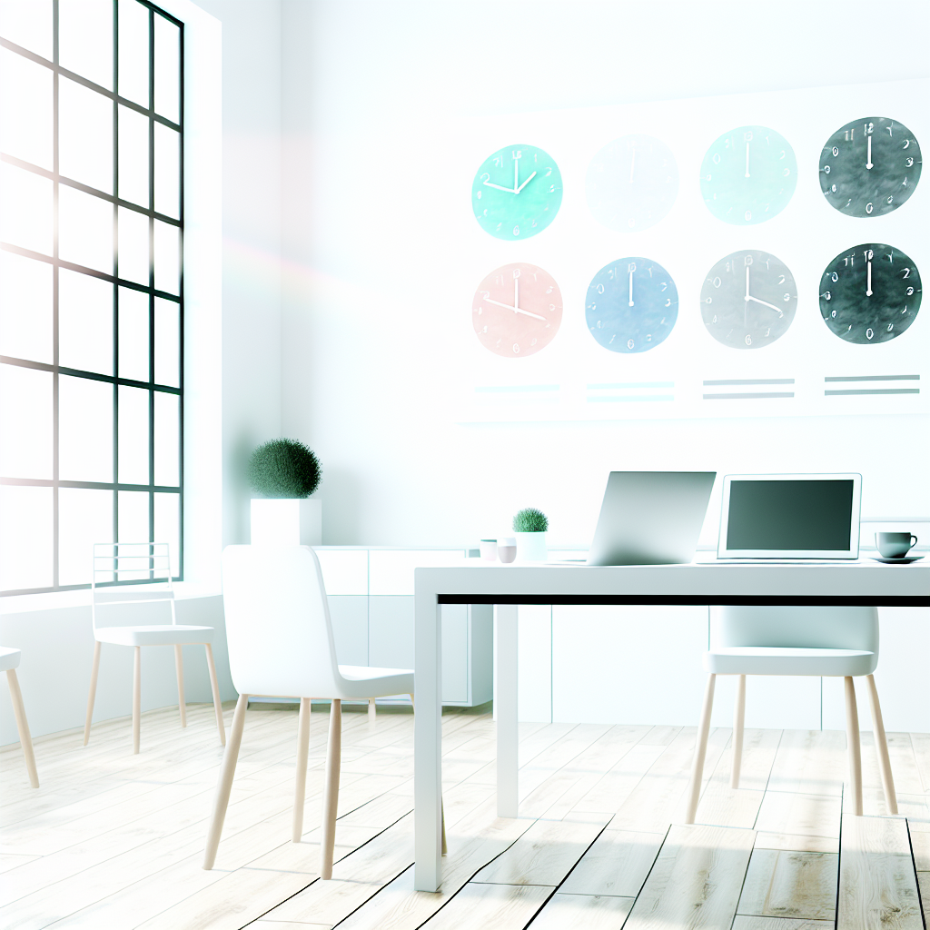 Moderner Arbeitsplatz symbolisiert flexible Arbeitszeiten harmonisch.