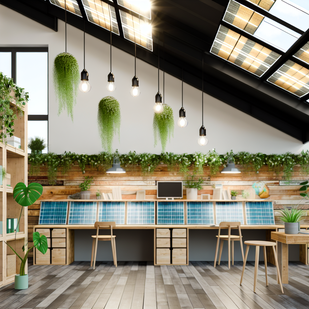 Nachhaltiges Unternehmen: Grünes Büro mit Solarpanels.