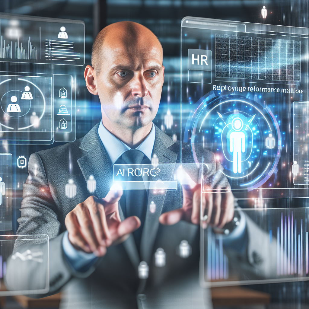 Personalarbeiter umgeben von digitalen Technologien und KI.