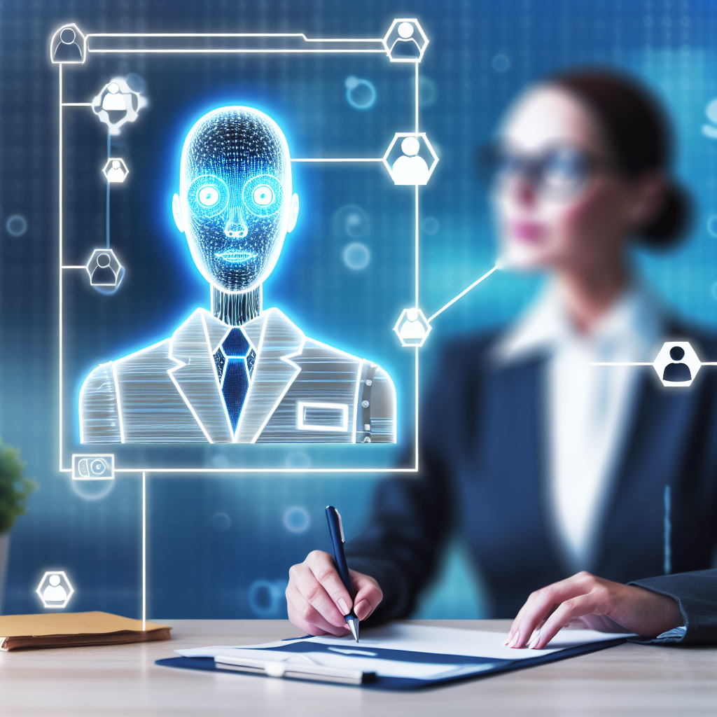 Bewerbungsprozess als futuristisches KI-gestütztes Netzwerk.