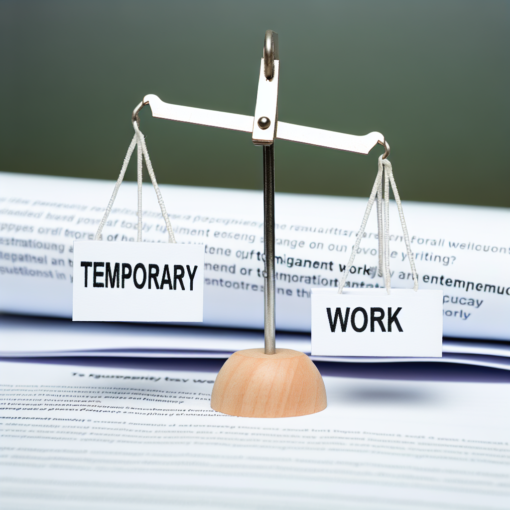 Gesetzestexte und Waage symbolisieren Zeitarbeitsregulierung.
