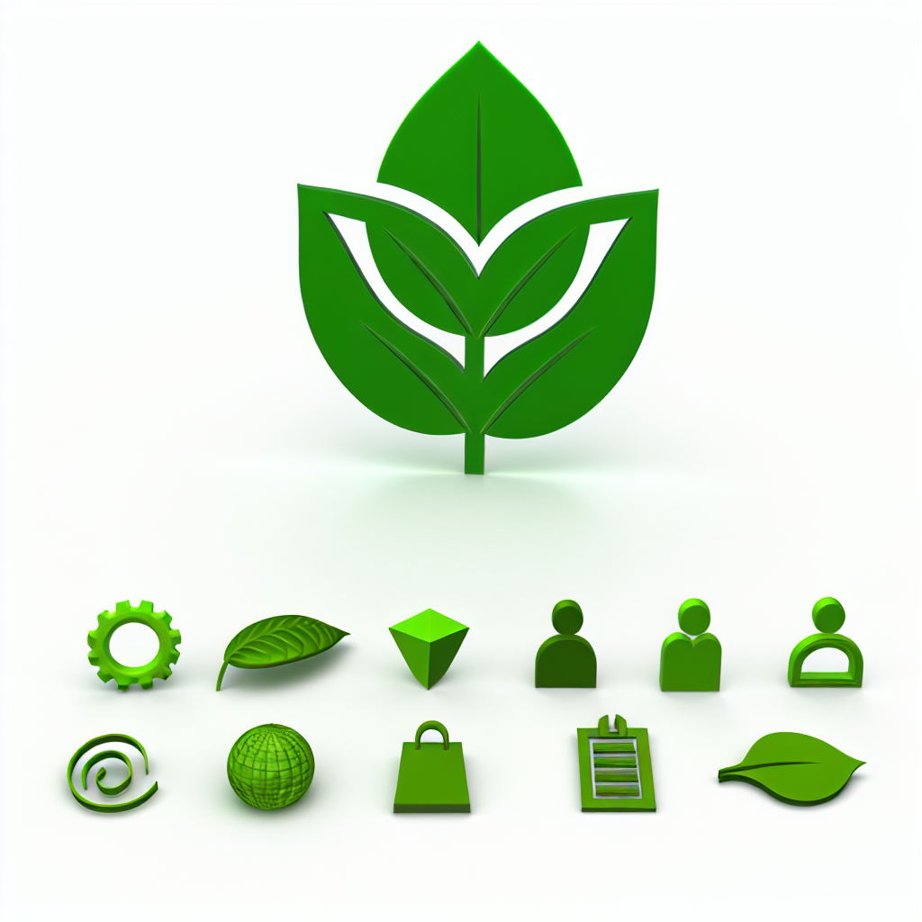 Grüne Blätter formen das Symbol eines Unternehmens.