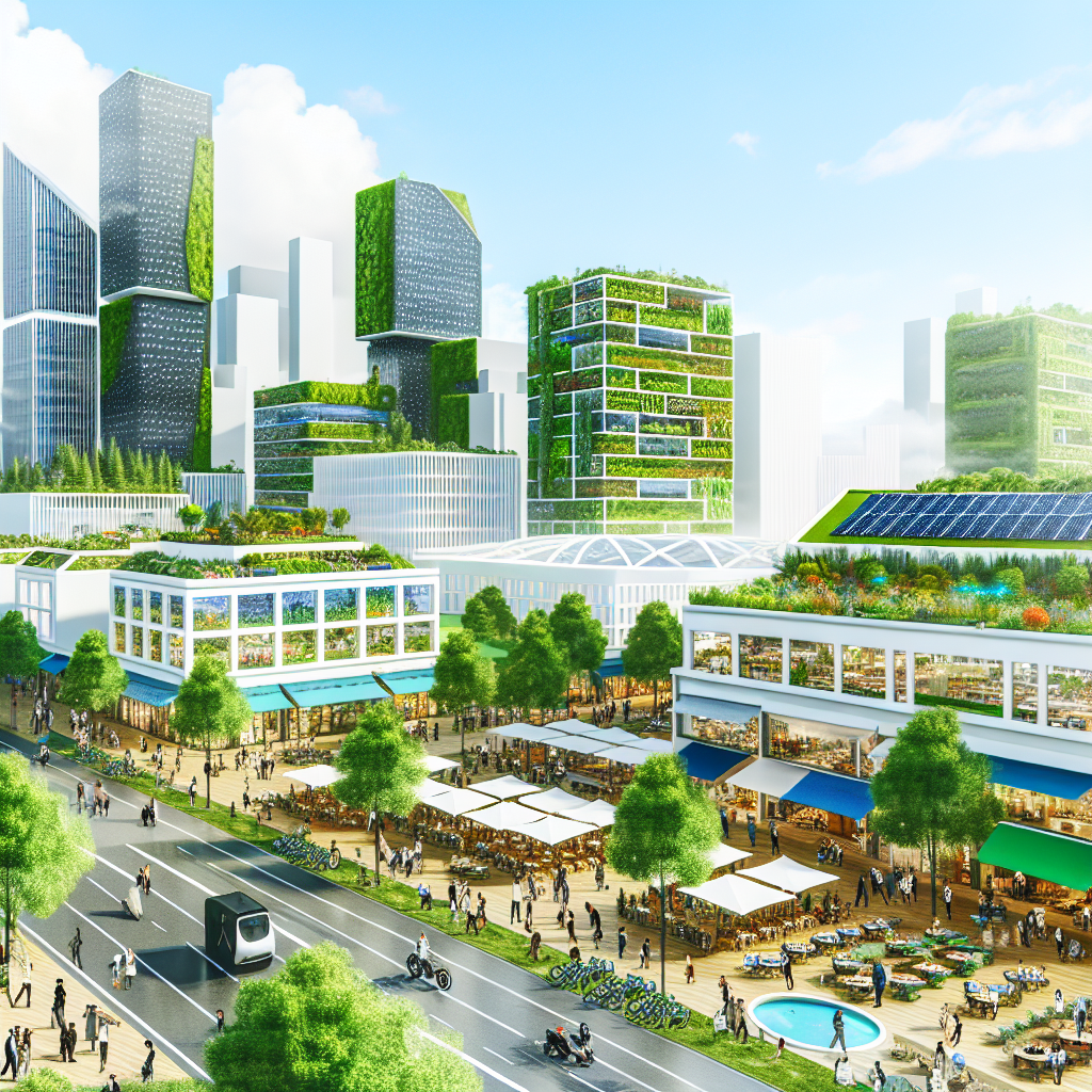 Grüne Stadt mit innovativen, nachhaltigen Unternehmen.