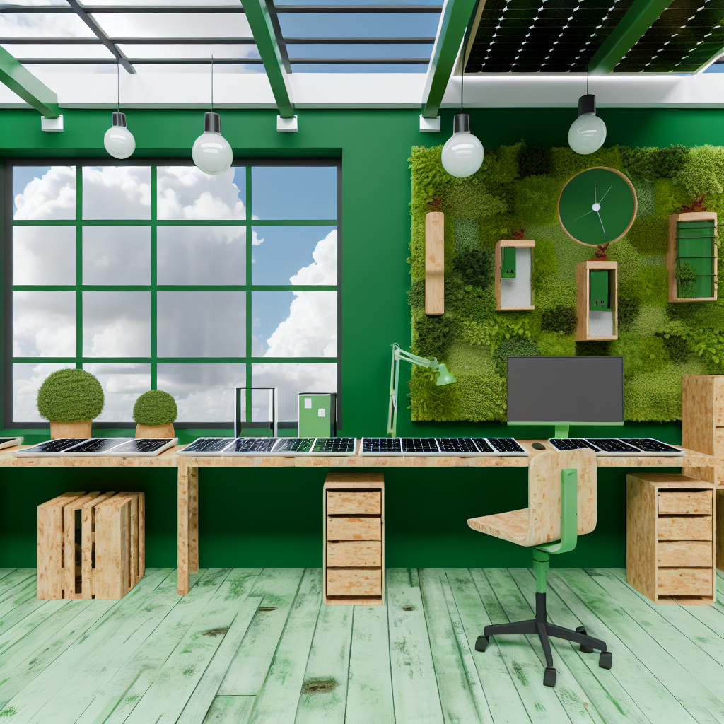 „Grünes Büro mit nachhaltiger Technologie im Einsatz.“