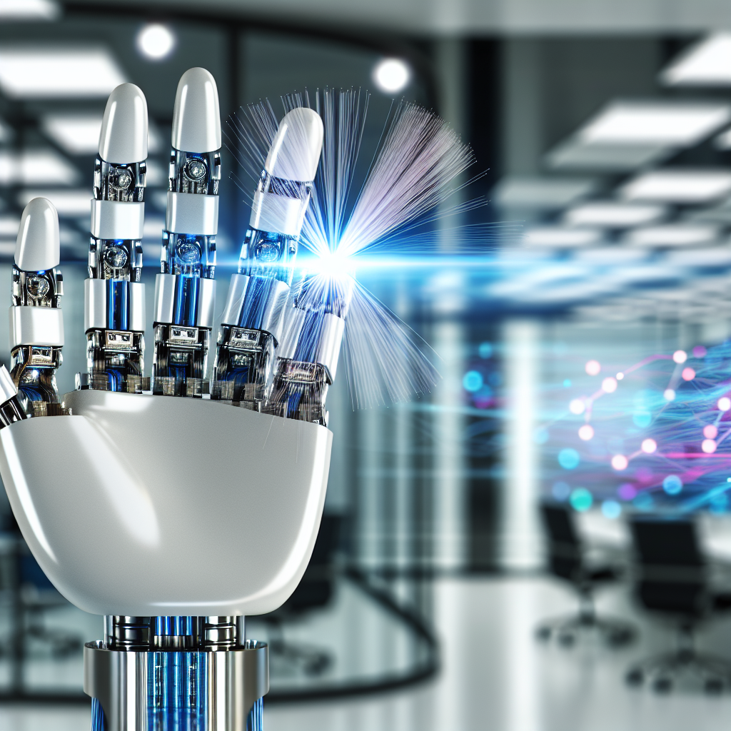 Moderne Roboterhand symbolisiert KI-Innovation im Unternehmen.