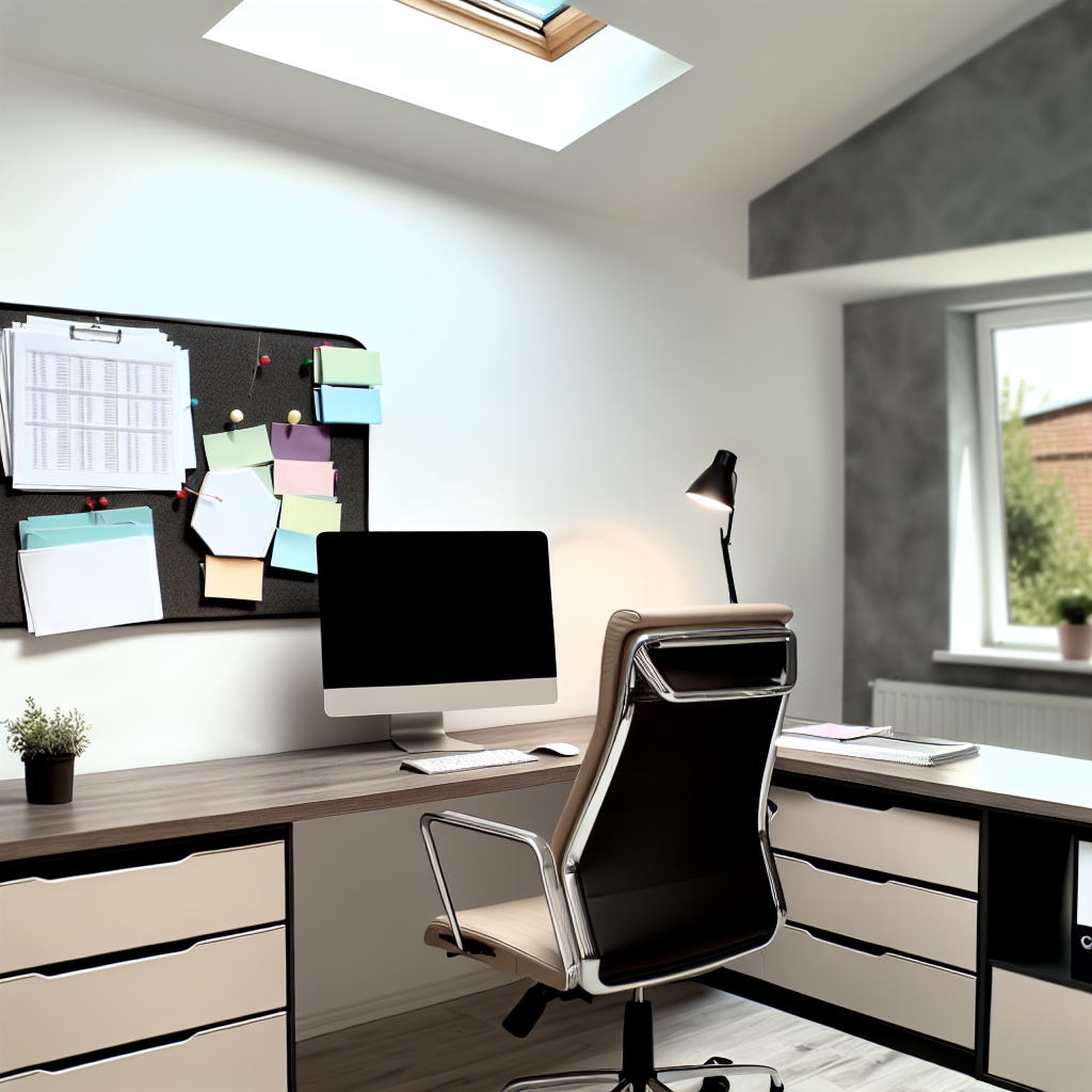 Moderner Arbeitsplatz im Homeoffice mit Dokumentationssystem.