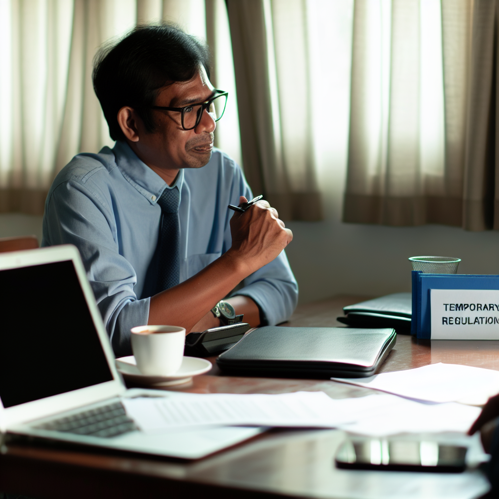 Person bei Besprechung über Zeitarbeit-Regelungen am Schreibtisch.